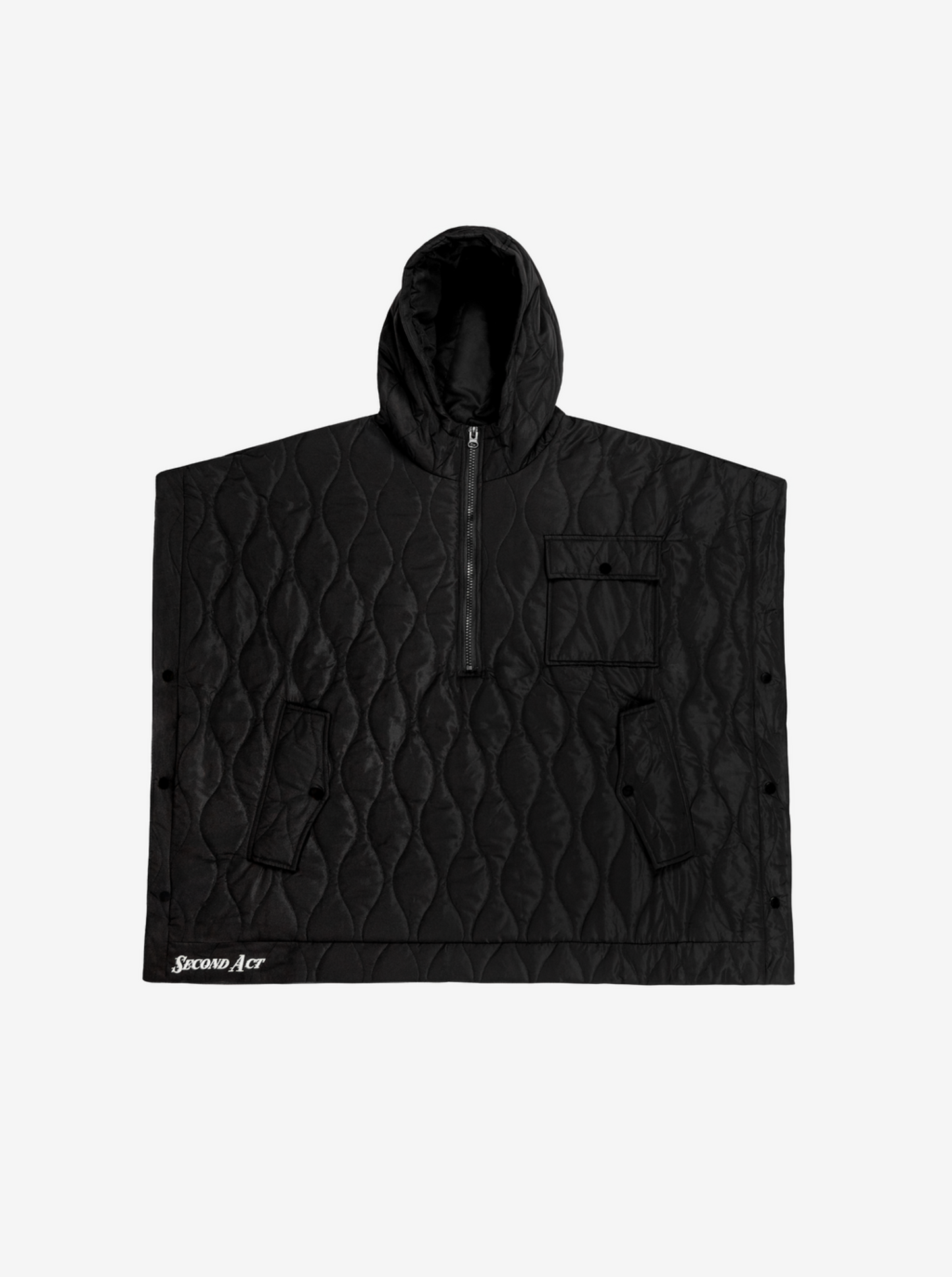 Black Quilted Pancho