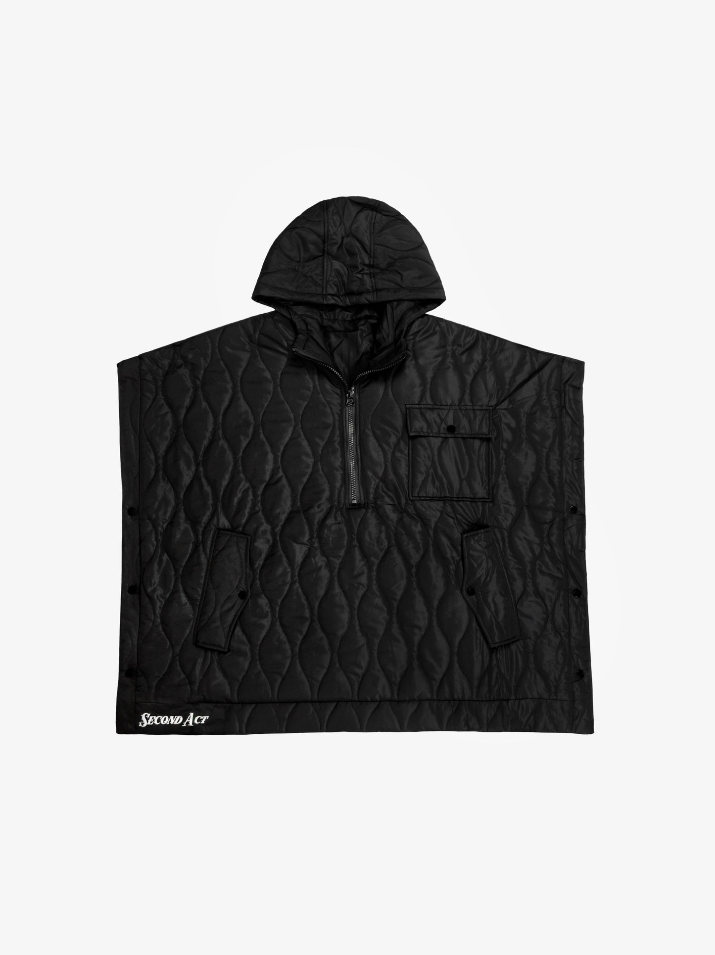 Black Quilted Pancho