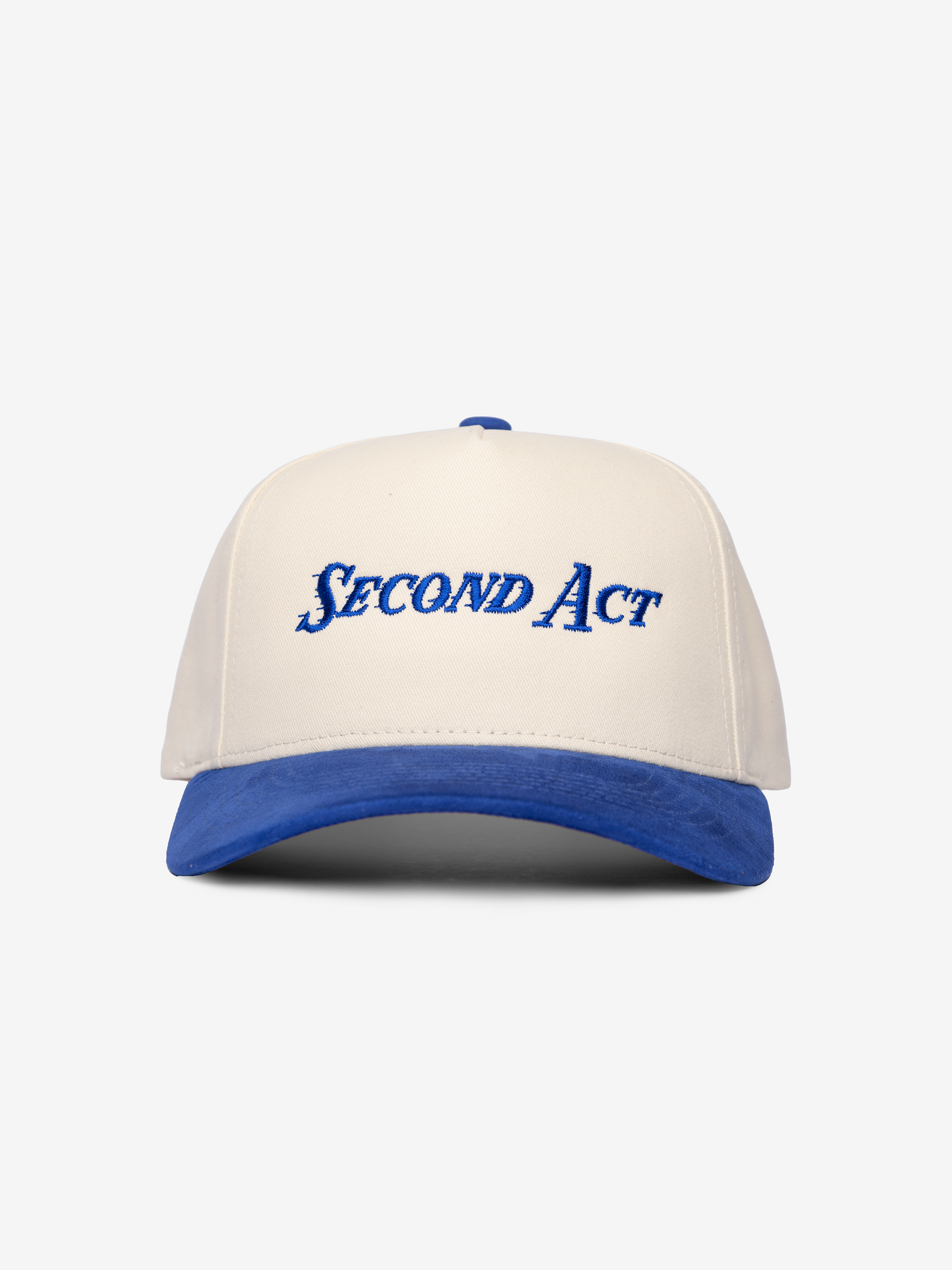 Royal Blue Suede & Cotton Logo Hat
