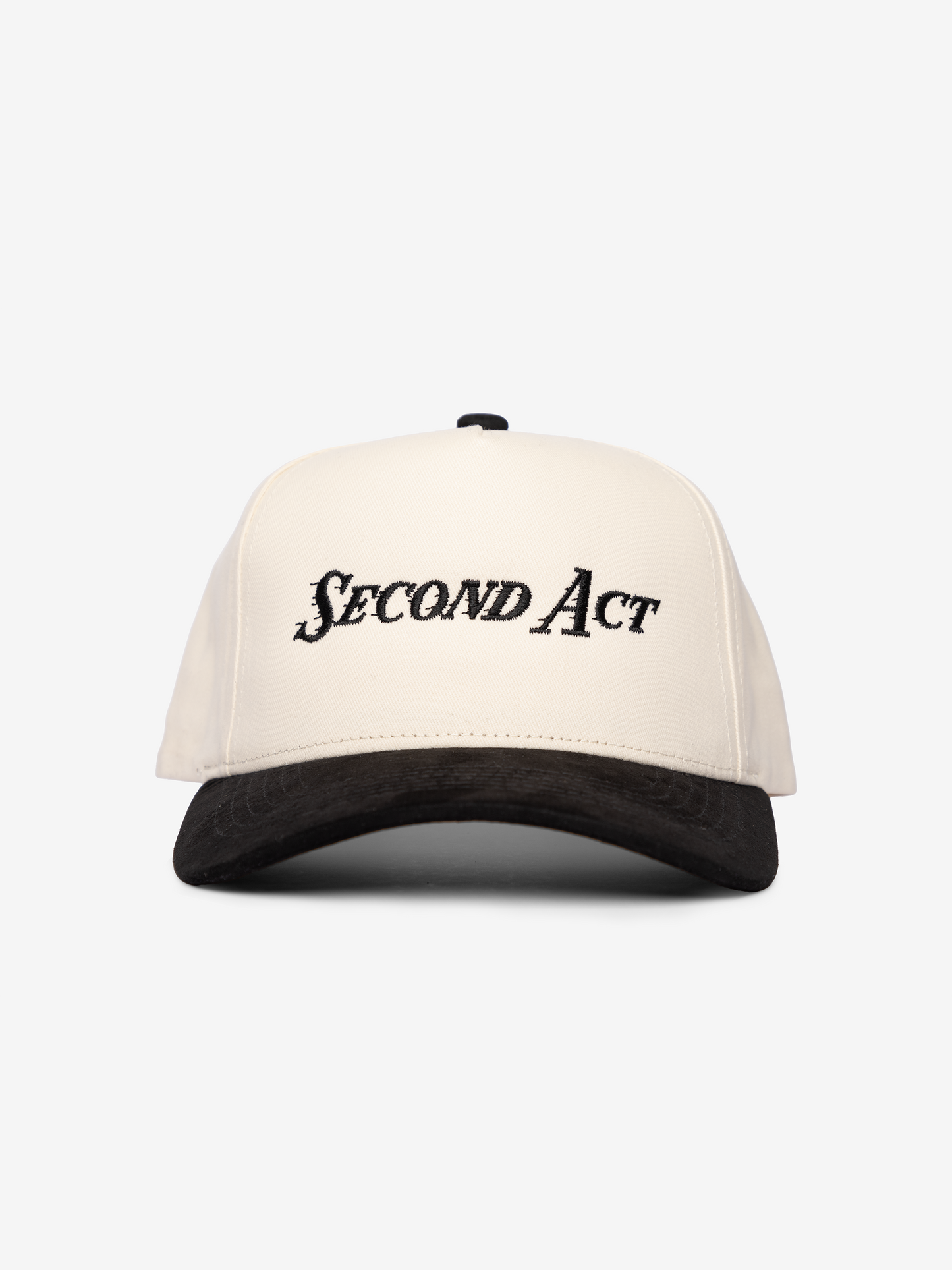 Black Suede & Cotton Logo Hat