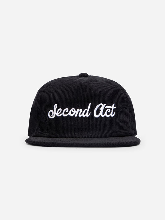 Black Corduroy Script Snapback