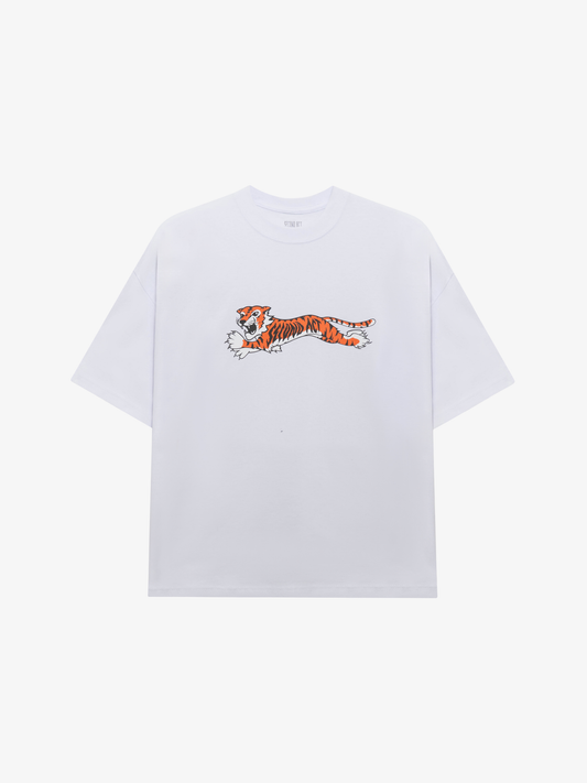 Orange Tiger White Tee